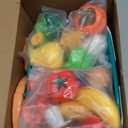 Cutting Play Food Toys, 200 Pieces Pretend Play Kitchen Accessories, Fake Fruits/Vegetables Cards, Play Money, 2 Shopping Storage Baskets, Birthday Gift, Educational Toy for Toddler Children