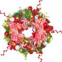 Christmas Wreath, 17-24 Inch Christmas Wreaths for Front Door with Lights Balls Red Bows Candy Canes Berries Pine Needles Greenery Wreath Xmas Decoration Ornaments Rustic Wall Porch Home Party Decor