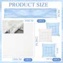 Extra Large Outdoor Picnic Blanket with Table Runner and Floor Pillow Cushion for Picnic Wedding Birthday Baby Shower Backyard Decor(91 x 71'',Light Blue,White,8 Pcs)