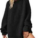 Saodimallsu Women's Oversized Sweater 2026 Spring Trendy Fuzzy Crew Neck Long Sleeve Casual Tunic Sweaters (X-Large, Black)