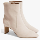 Coutgo Womens Chunky Low Heel Ankle Boots Square Pointed Toe Side Zipper Booties Faux Suede Fall Shoes