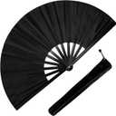 2 x Fans for Line Dancing, Boots On The Ground Hand Fan, Big Clacking Pop Fans Handheld That Make Sound, Women Men Foldable Clapping Fan for Dancing (Black)