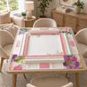 Watercolor Pink Purple Floral Mahjong Mat for Table 31.5in