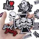 30pcs Random Assorted Cool Punk Embroidered Patches, Sew On/Iron On Patch Applique for Clothing, Jackets, Jeans, Hats, DIY Accessories