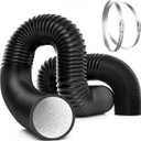 VIVOSUN 6 Inch 25 Feet Black Non-Insulated Flex Air Aluminum Ducting for HVAC Ventilation w/Two 6 Inch Stainless Steel Clamps