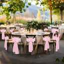 50 Pcs Pink Satin Chair Sashes Bows Universal Chair Cover for Wedding Reception Events Banquets Party, Hotel Event Decorations, 6 x 108 inch