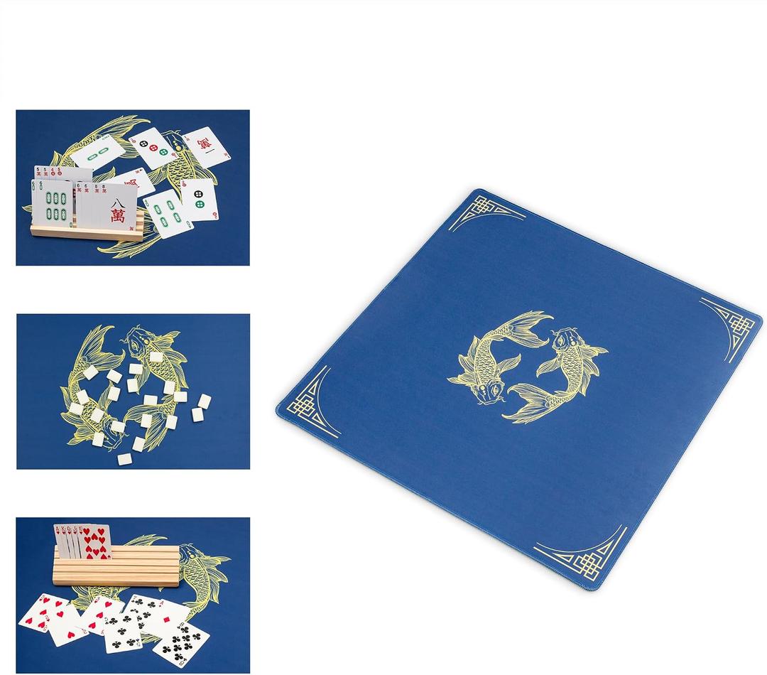 Black long Di fang Mahjong Mat 31.52 inches x 31.52 inches (80CMx80CM) - American Mahjong Anti Slip Noise Reduction Desktop Game Mat Poker Game mat.