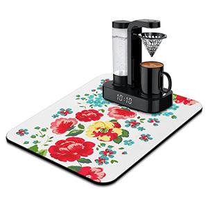 Coffee Bar Mat Accessories for Countertop Absorbent Hide Stain Rubber Backed Dish Drying Mats for Kitchen Counter Draining Pad Decor Gift(24x18in)