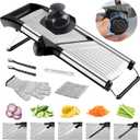 Commercial Mandoline Slicer,Stainless Steel Vegetable Slicer,non-slip mandoline slicer for kitchen,Keto,Potato,cucumber,4 Blades & Cut-Resistant Gloves(Includes Brush & Cloth).
