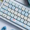 Mao Height Cat Shape Theme keycaps PBT keycaps Customized keycap Set Suitable for 61/87/104/108 Cherry MX Switch and Other Mechanical Keyboards (Blue)