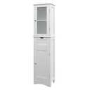 Giantex Freestanding Bathroom Storage Cabinet - 67” Tall Slim Pantry Cabinet with 2 Adjustable Shelves, 2 Doors, 1 Drawer, Anti-Slip Foot Pads, Narrow Floor Cabinet for Bathroom, Living Room (White)