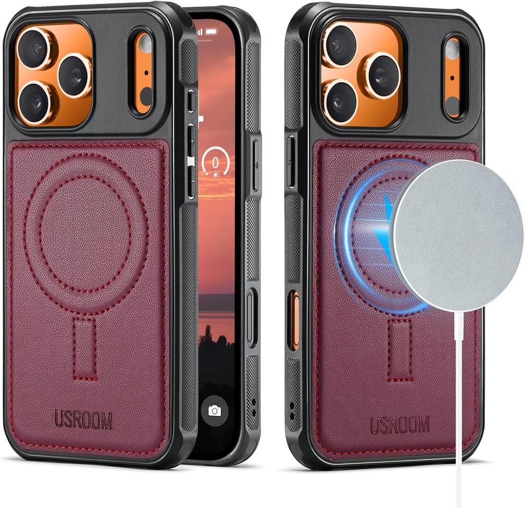 for iPhone 17 Pro Max Case Compatible with Magsafe, Strong Magnetic PU Leather Slim Protective Cover Phone Cases for iPhone 17 Pro Max 6.9" 
