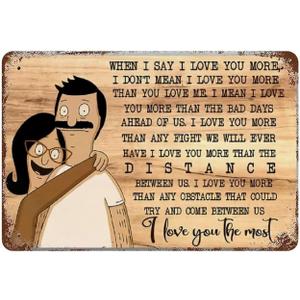 Bobs Burgers Bob and Linda I Love Rustic Wall Decor Metal Siding Vintage Tin Sign Vintage Advertising Metal Tin Sign Home Decor Garage Kitchen Bar Dining Room 12x16inch