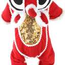 SEIS Lion Dance Dog Four-Legged Costume New Year Pet Clothes Cute Cat Tang Suit Winter Teddy Hoodies for Cats Teddy Bichon Small Medium Dogs (M (Chest Circumference 54cm/ 21.2"))