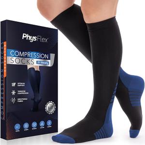 PhysFlex Compression Socks for Women and Men - Best Support for Running, Flying, Pregnancy - Knee High Graduated Compression Stockings (Blue, XX-Large) PhysFlex Compression Socks for Women and Men - Best Support for Running, Flying, Pregnancy - Knee High Graduated Compression Stockings (Blue, XX-Large)
