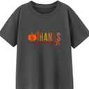 Funny Thanksgiving Shirts for Kids Toddler Boys Girls Turkey Pumpkin Graphic T-Shirt Clothes Tops Tee 2-8 Years (Black)