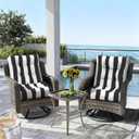 Outdoor Chair Cushions, Tufted Back Patio Furniture Cushions Set of 2, Water Repellent Wicker Chair Cushion for Home Garden, 42x21x4 Inch, Cabana Black
