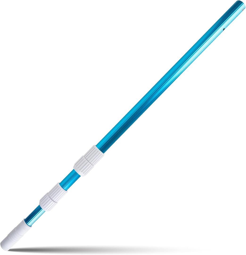 Canamax 12 Feet Blue Anodized Aluminum Telescopic Swimming Pool Pole,Adjustable 3 Piece Expandable Step-Up,for Skimmer Nets, Vacuum Heads and Brushes, Strong Grip & Lock
