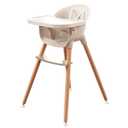 Fodoss 3-in-1 Wooden High Chair for Babies and Toddlers, Convertible Easy Clean Infant Highchair, Modern Design Silla para Comer De Bebe (Elegant Beige)