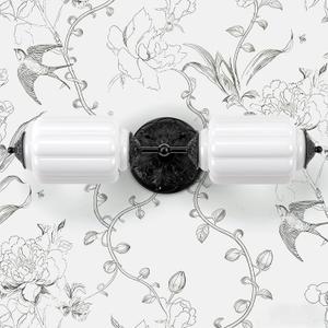 Vintage Milk Glass Bathroom Vanity Light, 2-Light Vintage Wall Sconce with Antique Brass Finish Base & White Glass Shad, Wall Sconce Lighting for Mirror, Living Room, Gallery (Bulbs Included)