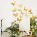 3 x Butterfly Decorations, 72 Pcs 6 Styles 3 Sizes Butterfly Wall Decor, Butterfly Party Decorations, Butterfly Wall Stickers 3D Wall Art for Room Decor Birthday Baby Shower (Gold)