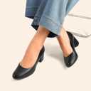 DREAM PAIRS Women's Pumps Low Chunky Block Heel Dress Shoes Closed Round Toe Comfortable Heels, Size 7.5