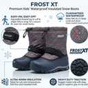 Northside Kids Frosty XT Snow Boot Waterproof Insulated - Seam Sealed Warm Liner Reflective Pull Traction Sole - Lightweight Stylish Winter Footwear, Dark Gray/Red, 2