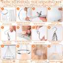 24in x 24in Ceiling Drapes Hanging Kit for 6 Panels Ceiling Drapes Silver Metal Ceiling Hanging Hook for Draping Fabric Ring Hardware Kit for Prom Party Wedding Ceremony Studio Decorations