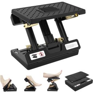 Footrest for Under Desk at Work,Height Adjustable Footrest with Massage Roller and Soft Pad,Foldable, Ergonomic fits Office,Home,Travel,Gaming,Sturdy Metal Frame,All-Season Use(Black)