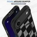 KANGHAR for iPhone Air Case 2025 Checkered Matte Aesthetic Cute Pattern Magnetic [Compatible with Magsafe] Slim Shockproof Full Body Protection for Girls Women -Black