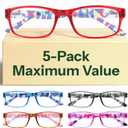 Gaoye 5-Pack Reading Glasses Blue Light Blocking, Spring Hinge Readers for Women Men Anti Glare Filter Lightweight Eyeglasses (5-Pack Mix Color 3,2.25)