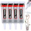 B7000 Glue Clear for Rhinestones, 4pcs 15mL Strong Adhesive B-7000 Jewelry Bead Gem Glue with Precision Tip, Quick Dry Bedazzling Adhesive for Jewelry Making Clothe Fabric Shoes DIY Crafts Nail Art