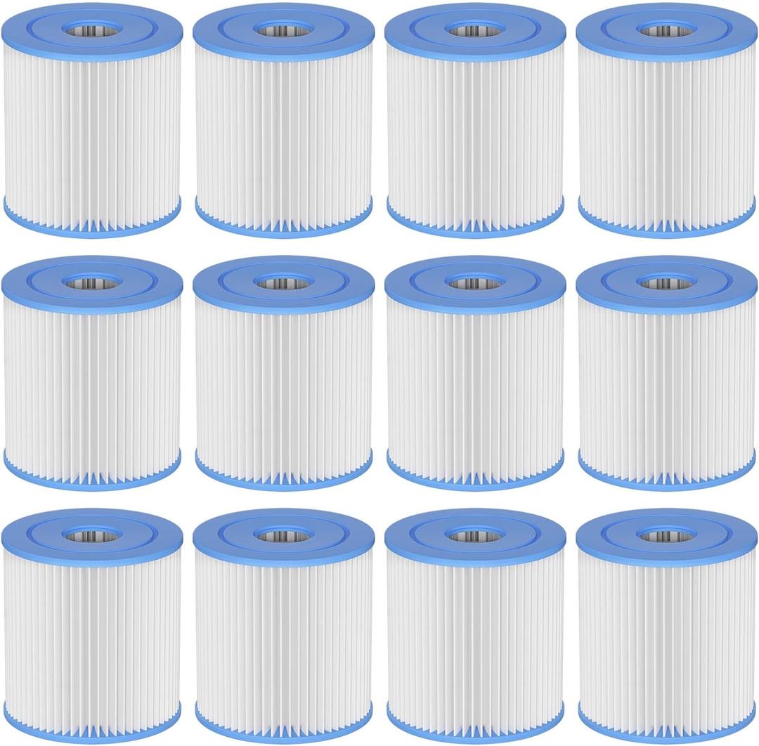 Type I Pool Filter Cartridge 58093 Compatible with Summer Waves Type I P53RX0330000 / P53FX0330000 for 300/330 Gal/H Filter Above Ground Pool Pump (12 Pack)