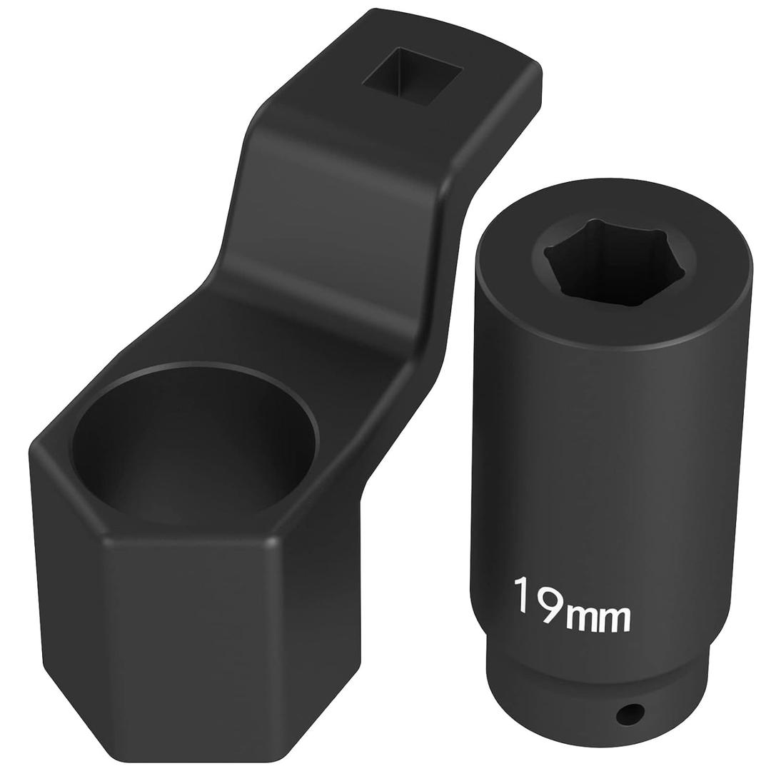 Moker 50mm Crankshaft Crank Pulley Wrench Holder for Honda and Acura Engines (with 19mm Harmonic Balancer Socket), 3 Times Momentum Power of Standard Impact Sockets, Counter-Weighted Socket Tools