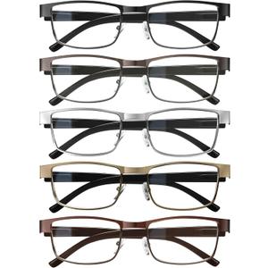 BLS +2.0 Businessman Rectangular Reading Glasses - Professional Durable Readers - Blue-Light Blocking Lenses