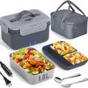 Vabaso 1.8L Electric Lunch Box for Adults, 100W Heated Lunch Box for Car/Truck Home/Work, Portable Food Warmer Heating LunchBox with 61oz Stainless Steel Container, 12V/24V/110V/220V (Eternal Gray)
