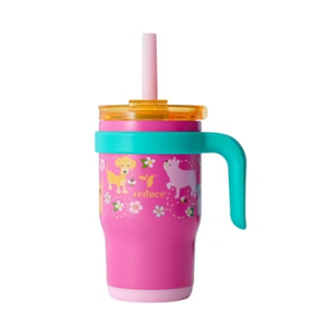 Reduce 14oz Coldee Vacuum Insulated Stainless Steel Straw Tumbler Bright Pink: Kids Leakproof Drinkware