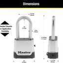 Master Lock Silver Outdoor Combination Lock, Heavy Duty Weather Resistant Padlock with Resettable Code and Cut Resistant Boron Carbide Shackle for Outdoor Use, M176XDLH