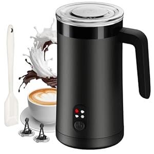 Ovetedot Milk Frother, 4-in-1 Milk Frother and Steamer, 13.5oz/ 400ml Automatic Hot and Cold Foam Maker and Milk Warmer, Electric Frother for Coffee, Latte, Cappuccino, Macchiato, Matcha(Black)