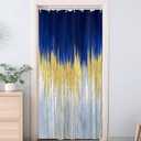 JAWO Abstract Blue Shower Curtain, Gold Blue Boho Ombre Minimalist Chic Art Shower Curtains, Modern Neutral Contemporary Striped Brush Strokes Tan Art Waterproof Bathroom Curtain with 12 Hooks (36"W x 72"L (Pack of 1), Multi5)