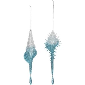 Gallerie II Blue Shimmer Shells Ornaments Assortment of 2 A/2 Blue