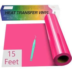 HTVRONT Heat Transfer Vinyl HTV Vinyl Rolls - 12" x 15ft Neon Pink Iron on Vinyl for All Cutting Machines, HTV Vinyl for Shirts - Easy to Cut & Weed for Heat Vinyl Design (Neon Pink)