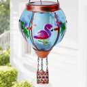 Flamingo Solar Hot Air Balloon Lantern, Outdoor Decor with Flame Lights Waterproof, Hanging Lights for Garden Yard Lawn Patio, Unique Gifts for Women Mom Grandma Gardener for Mother'Day