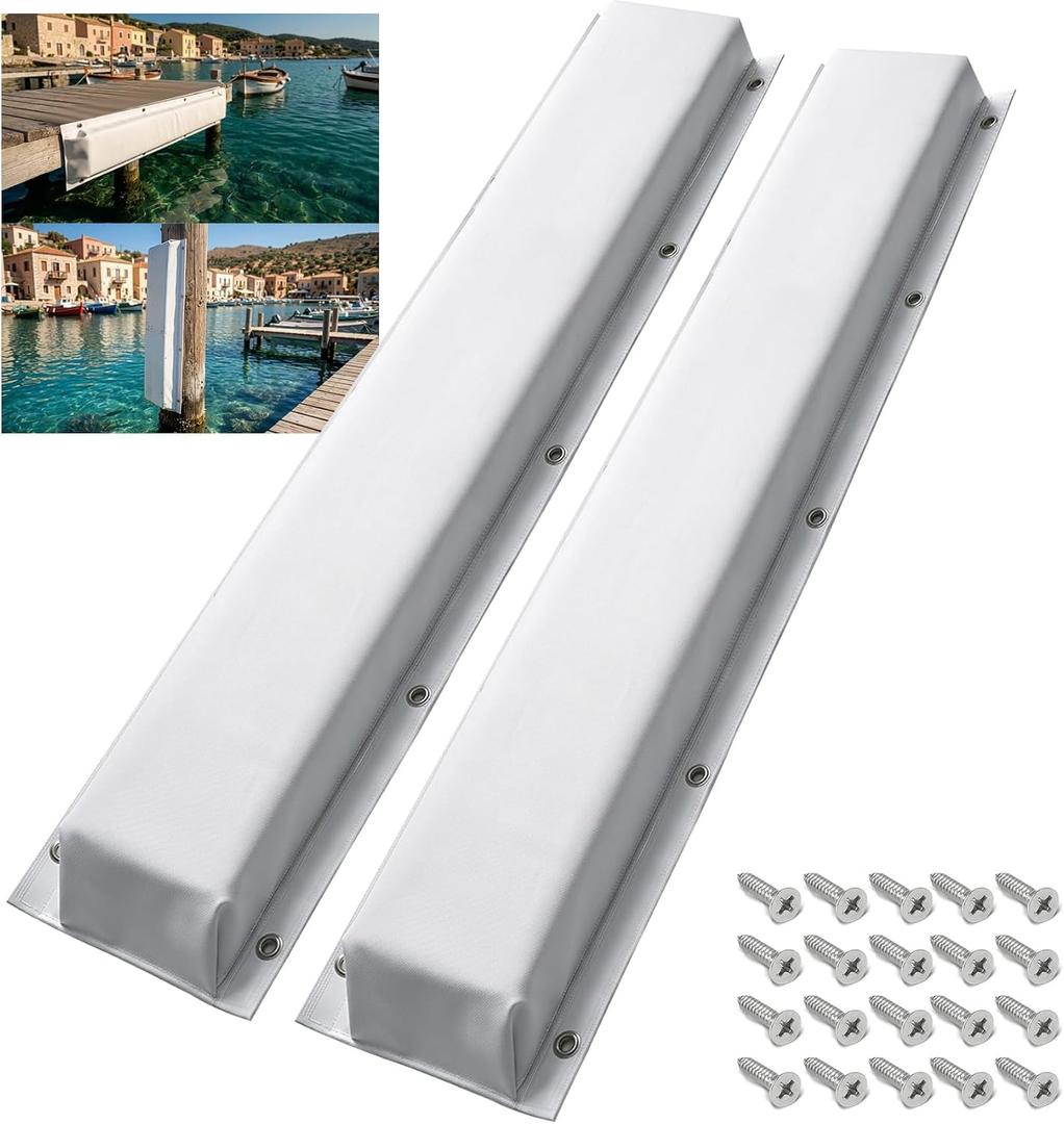 Dock Bumper,Dock Bumper Guard with Stainless Steel Screws,Boat Dock Bumper,Dock Bumpers Marine for Docking Edges, Piling, Vertical Poles, Horizontal Decks or Pier(4 Color,3Size,1Pack,2Pack), 48Inch-2Pack