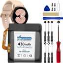 for Samsung Galaxy Watch 4 Battery Upgraded [430mAh] EB-BR890ABY Battery for Watch 4 Classic SM-R890 46mm/SM-R870 44mm Replacement with Repair Tool Kit+Screws