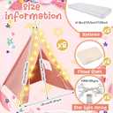 6 Pack Sleepovers Teepee Tent for Kids Bulk with Mattress Sheet Light,Natural Cotton Washable Indoor Play Tent for Birthday Slumber Party Girls Boys Pajama Movie Night Supplies(Pink), 61.81 x 25.98 x 7.09 inches