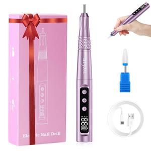 Electric Nail Drill Professional, Cordless NailDrill, 35000RPM Professional NailDrill, Portable Efile Nail Drill Machine for Acrylic and Gel Nail with Manicure and Polishing Tool Set (Pink)