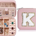 Imtos Travel Jewelry Case with Mirror, Mini Portable Jewelry Travel Organizer, Small Jewelry Box for Bridesmaid Gift, Travel Essential to Store Ring, Necklace, Earring. (K)
