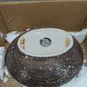 Ceramic Vessel Sink with Faucet and Drain Combo Brown Bathroom Sink Above Counter Oval Sinks Bowl, 12.6x15.75 inches