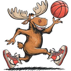 Family Vibrant Cartoon Wall Decal Decoration Basketball Moose Playing Fun Character Kids Holiday Gift Lasts Years and Easily Removable - Size: 40 in(W) x 40 in(H)